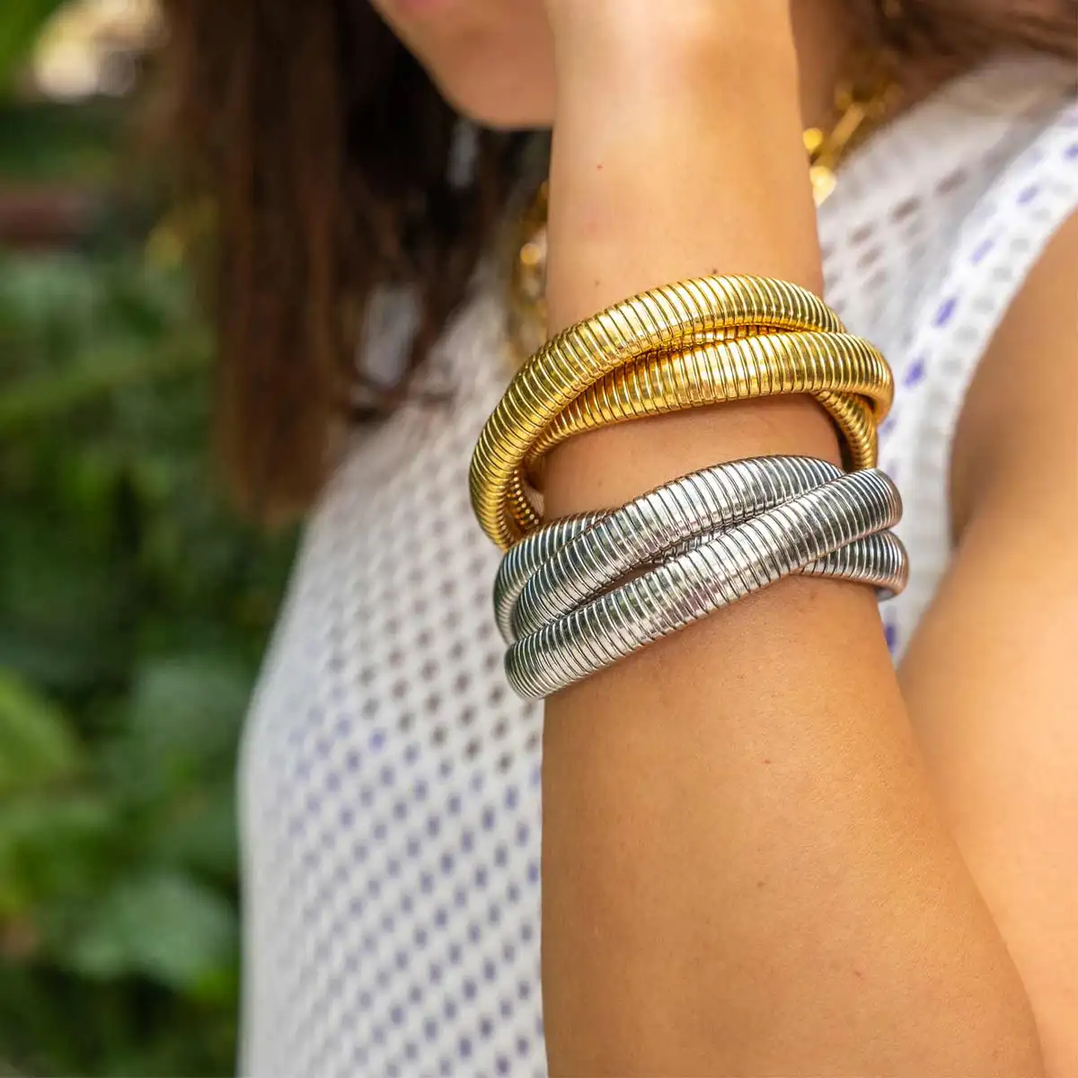 

Snake bone texture three-layer elastic with fashionable layering and exaggerated texture versatile bracelet