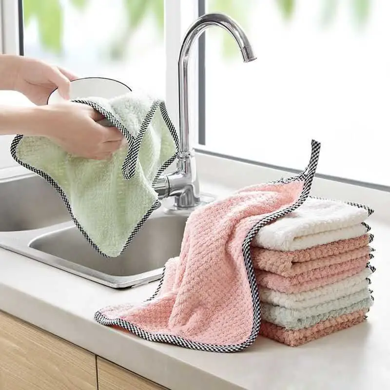 

Microfiber Absorbent Kitchen Dish Cloth Towel Non-stick Oil Washing Cloth Rag Household Tableware Cleaning Wiping Tools