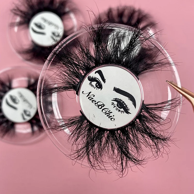 

Private label full strip mink lashes 3d wholesale vendor 25mm custom cute lashbox packaging fluffy false eyelashes