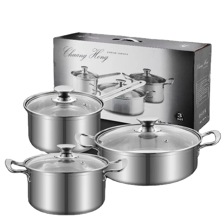 

Kitchen Ware Professional Modern picnic Surgical Stainless Steel Cooking Pot Kitchen Stackable Cookware set