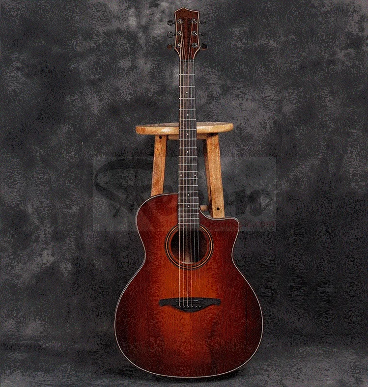 Weifang Rebon 39 inch solid cedar&walnut vintage acoustic guitar