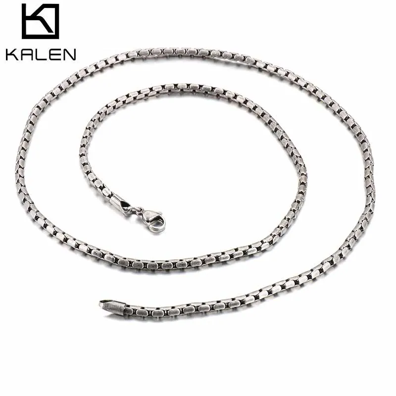 KALEN 650*3mm Vintage Cubic Zirconia Initial Hollow Link Chain Necklace