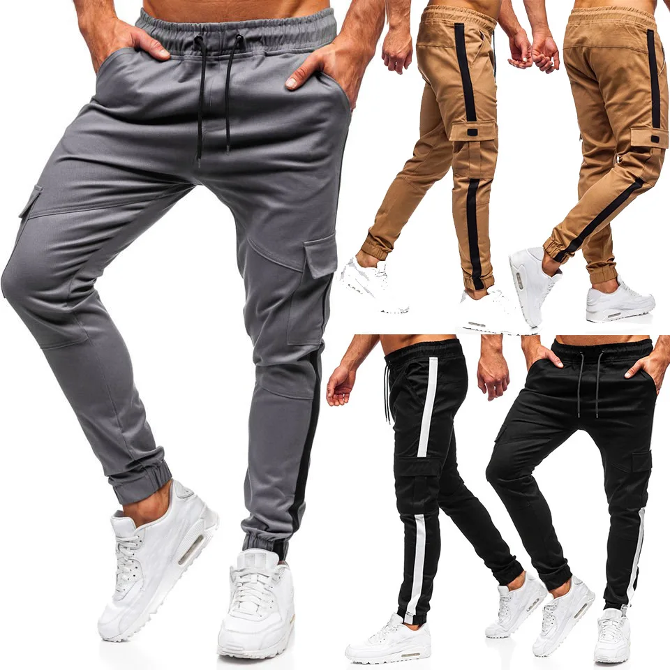 

High Quality Wholesale Side Pocket Gym Workout Track Pants Slim Fit Tapered Joggers Sweatpants Men, Picture color