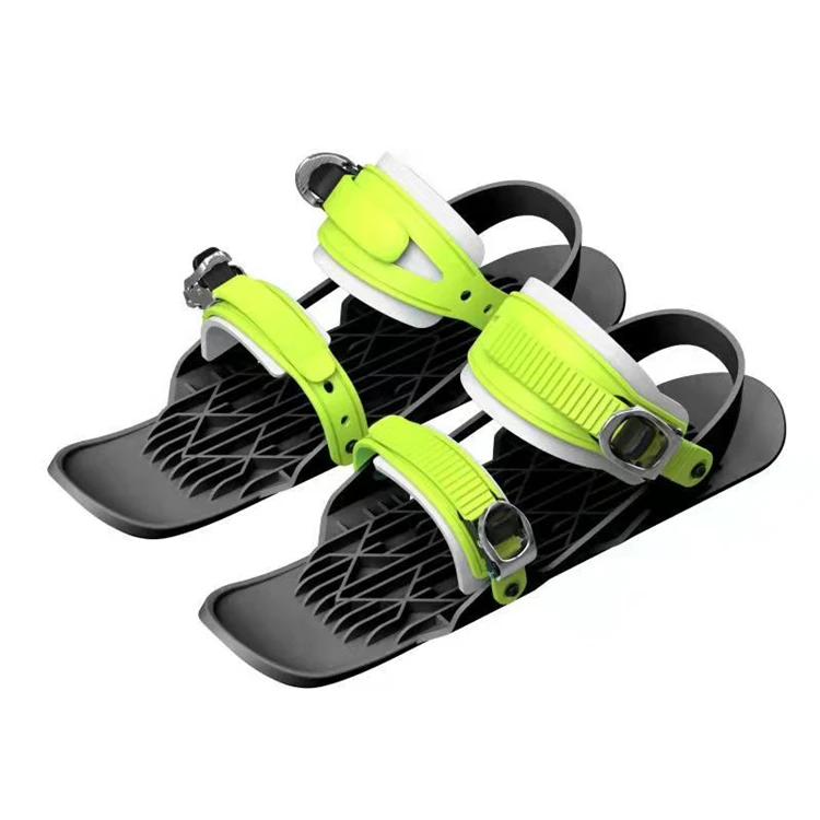 

1 Pair Mini Adjustable Sled Snow Shoes Mini Ski Skates for Snow Outdoor Combine Skates with Skis Outdoor Ski Shoes, Black, fluorescent green