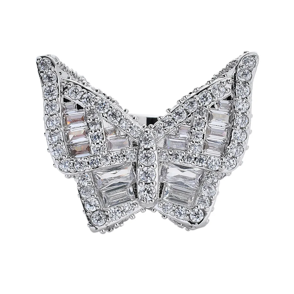 

The new micro-square zircon butterfly ring is a must-have hip hop jewelry trend 2021