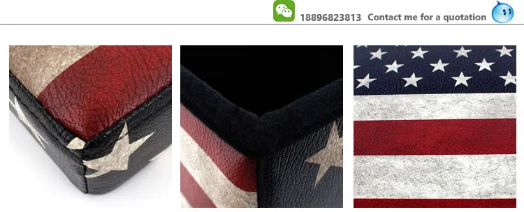 Otomana De Almacenamiento Plegable De Cuero Y Pvc Con Estampado De La