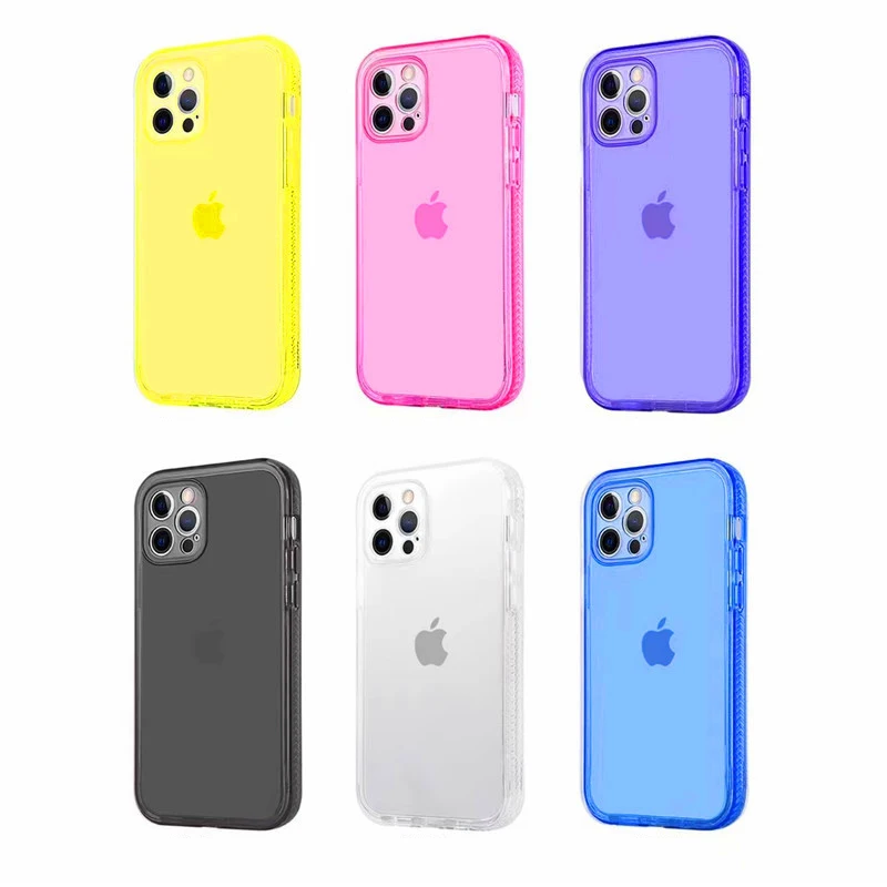 

Cellphone Case 2 in 1 Protective Case for iPhone 11pro Max 12 Anti-shock Clear Color Cover for iPhone 13 Cases Plain Colors, 6 colors