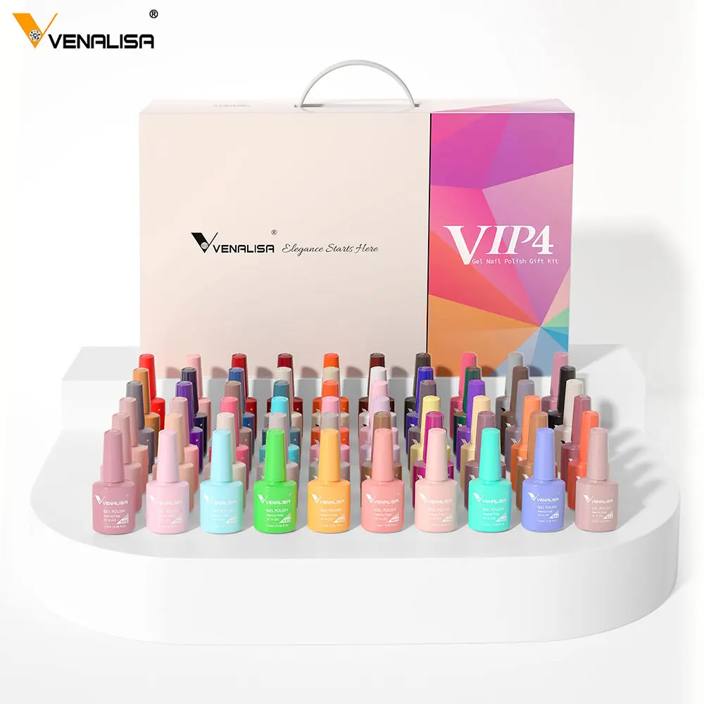 

2023 Newest Venalisa VIP4 Kit Hema Free Acrylic Nail Gel Polish UV Gel Whole Set 60 Color Gel Nail Polish Private label Enamels