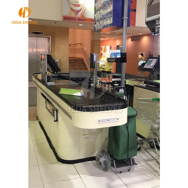 
China Factory direct sale Electronic Supermarket Checkout Counter with Conveyor Belt, cashier desk  (62412880993)