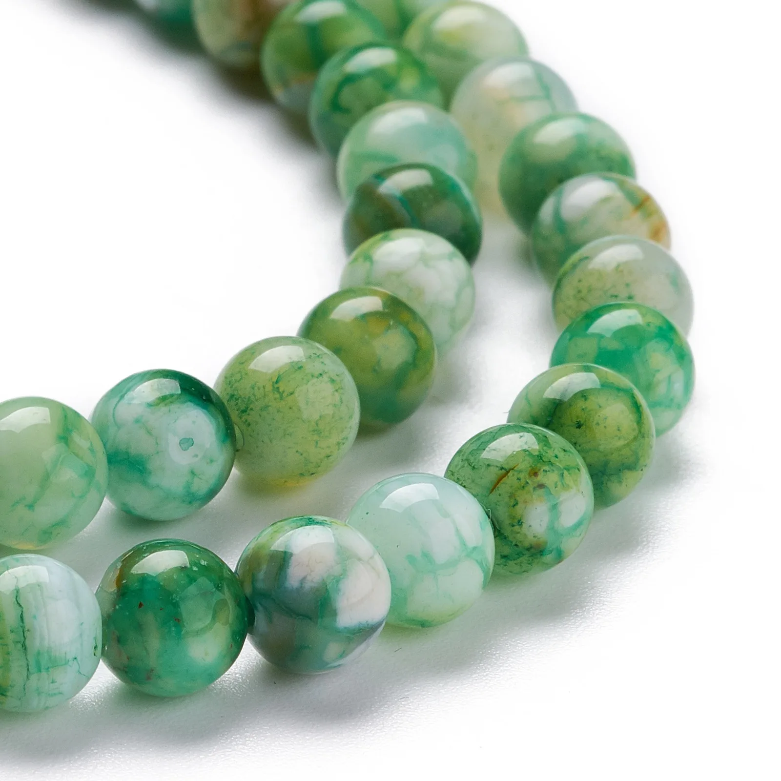 

PandaHall 6 mm Round Spring Green Dyed Natural Crackle Agate Beads