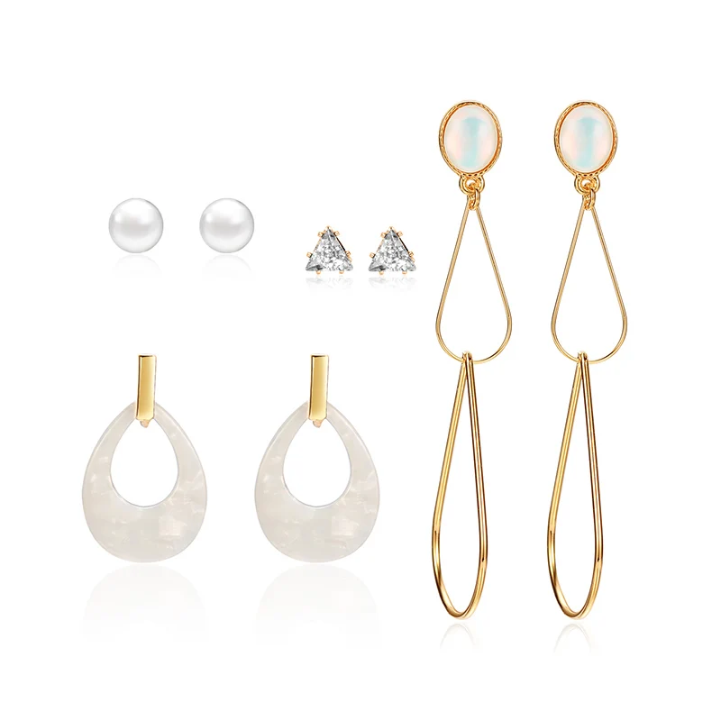 

Hot sale studs earring for women set exquisite fashion earring card 6 pair earring set on sale