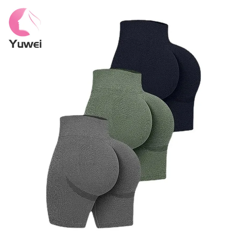 High-Waisted Women's Gym Shorts Custom Logo Seamless Fitness Workout Yoga Pants Scrunch Butt Lift Breathable Biker Yoga Scrunch