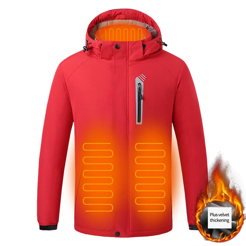 

Customized Unisex Graphene Waterproof Smart USB Heated Clothes Winter Coats Electric Heated Jacket With Battery Pack, Black,blue,red,deep green