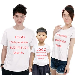 sublimation blanks tshirts 100% polyester t shirt with logo for men women kids custom logo printed white bulk plain tshirt