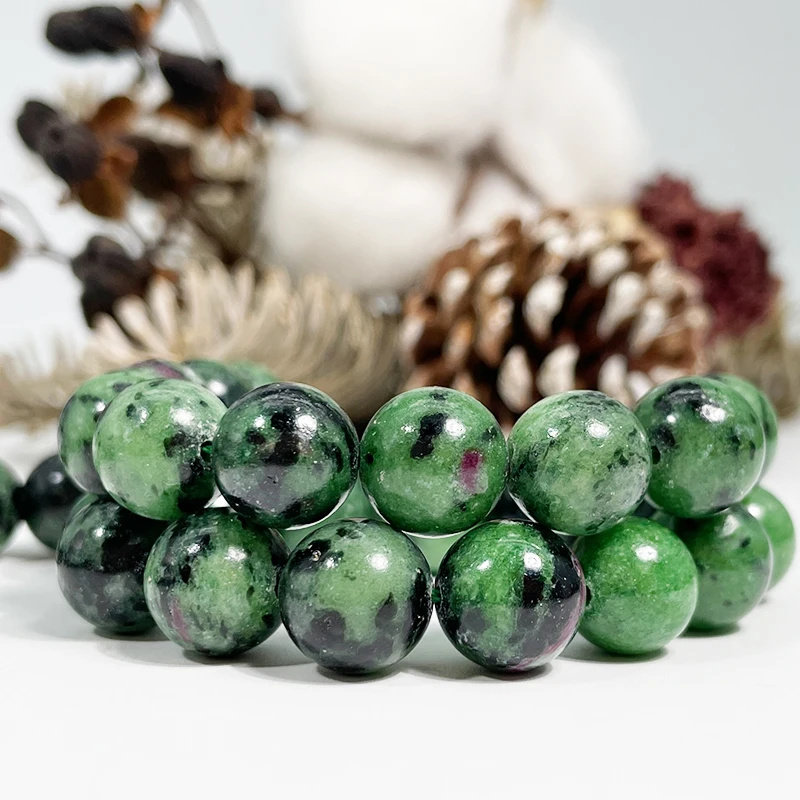 

Natural Ruby Zoisite Gemstone Round Loose Stone Beads for Jewelry Craft Making Bracelet Necklace 15.5" Strand wholesale