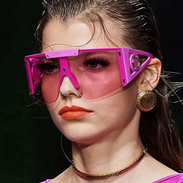 

Amazon Oversize woman Pink Sunglasses INS style Face shield shades