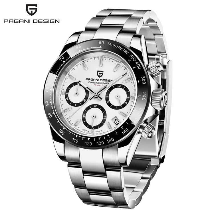PAGANI DESIGN PD-1644 Luxury Watch For Men Stainless Steel Quartz Relogio Masculino Mens Watches Silver
