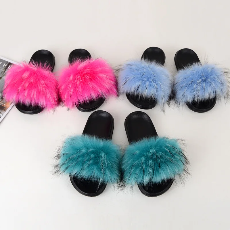 

Furry Slippers for Women Faux Fur Slippers Plush Fuzzy Faux Fur Slides Footwear