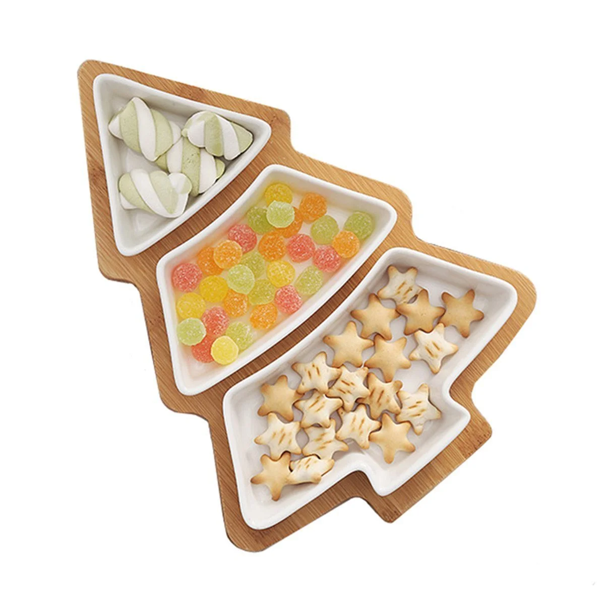 

Bamboo Christmas tree home snack tray Serving Dishes Ceramic Plates
