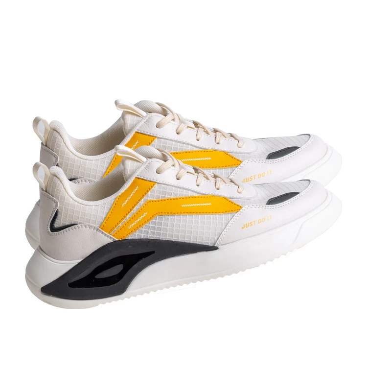 

Chinese fashion senior men's lace-up sports casual shoes, Black, white and beige