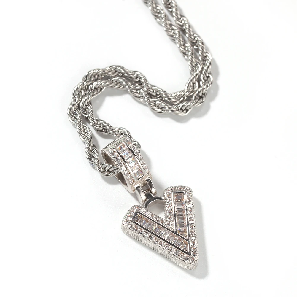 

Yale Jewelry Gold Silver 26 Alphabet Pendant CZ Diamond Chain Baguette Initial Letter Necklace