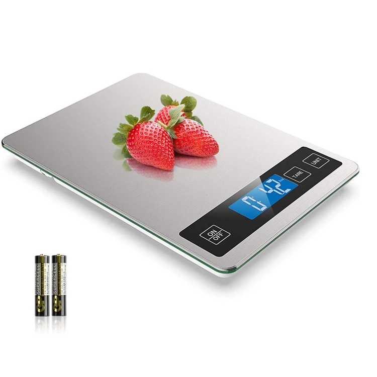 Stainless Steel and Tempered Glass Digital Kitchen Scale Weight Grams and oz for Cooking Baking Food Scale