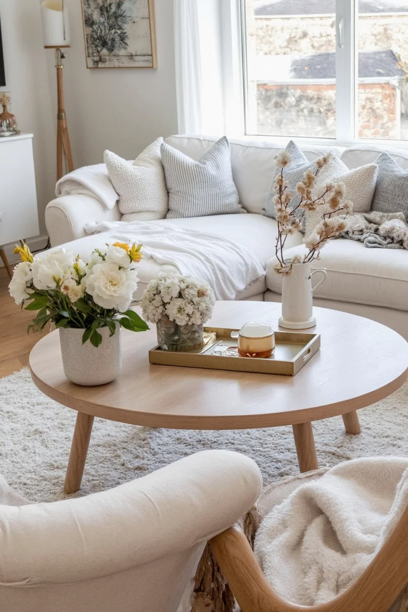 Stain-resistant fabric couch in a flat living room