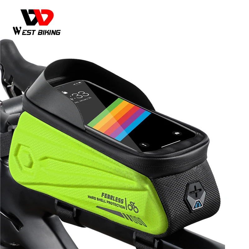 

WEST BIKING Waterproof Colorful Phone Case Storage Touch Screen MTB Road Bike Bag Bicycle Bag Cycling Top Front Tube Frame Bag