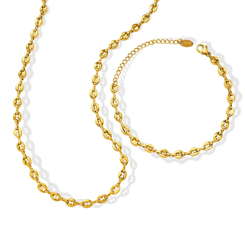 

Trendy Stainless Steel Twist Rope Link Chain Necklace 18k Gold Plated Chain Necklace Jewelry Set