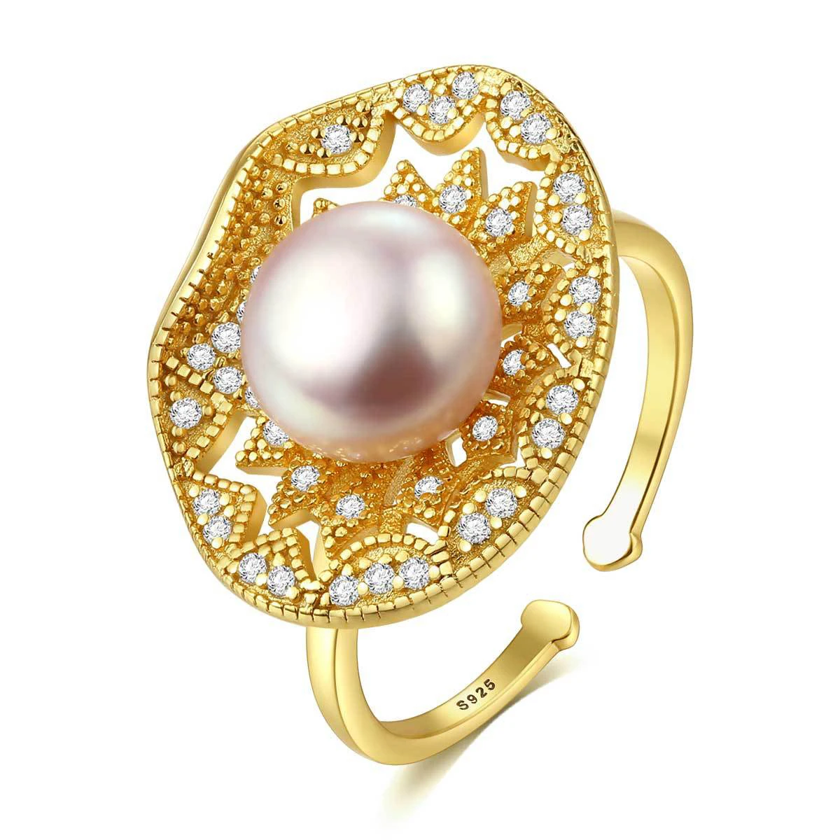 

Ready to Ship New Arrive 925 Sterling Silver Rings Pink Pearl Ring Freshwater