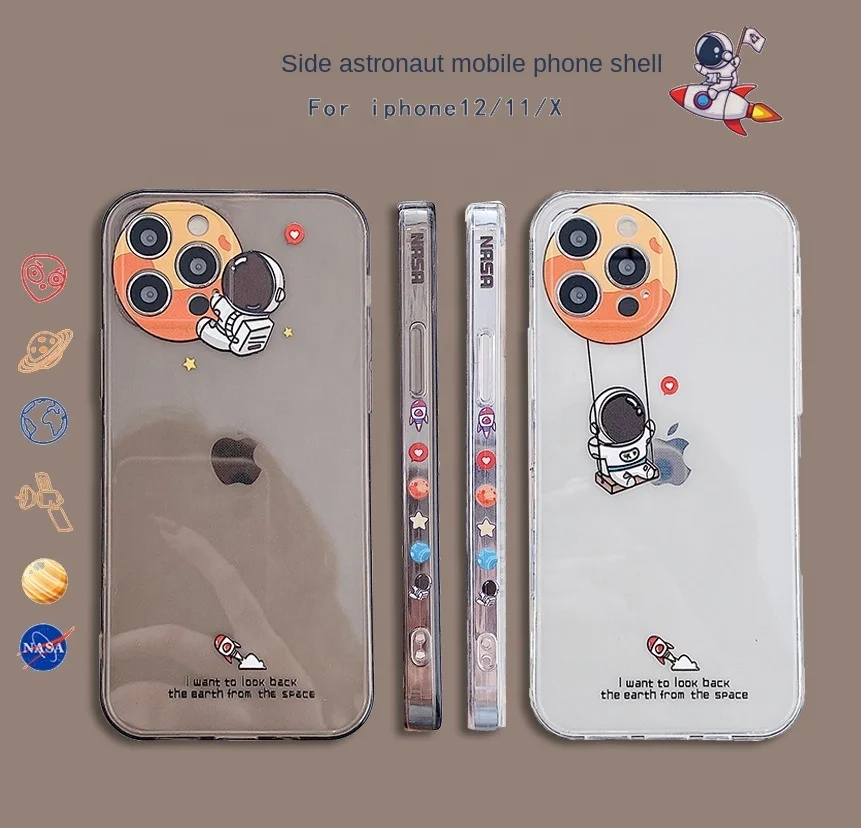 

Straight edge TPU Transparent soft shell for ip12 Phone case 8p Side pattern iP11/XS Phone case