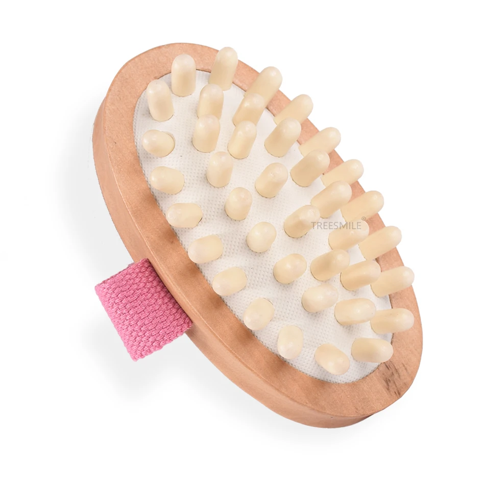 

TREESMILE 2021WOOD Air cushion massage brush long handle Spa body brushes factory custom logo good gift for your Brand Promotio, Natural wood color