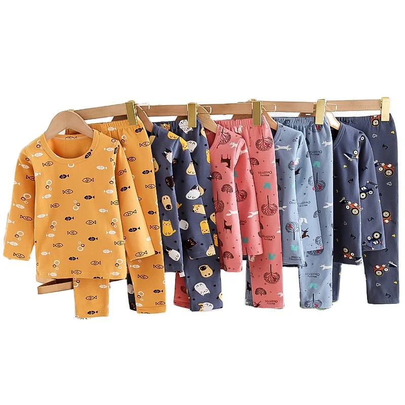 

New Autumn/Winter Cartoon Pattern Pajama Set For Children Pure Cotton Home Wear, Picture shows