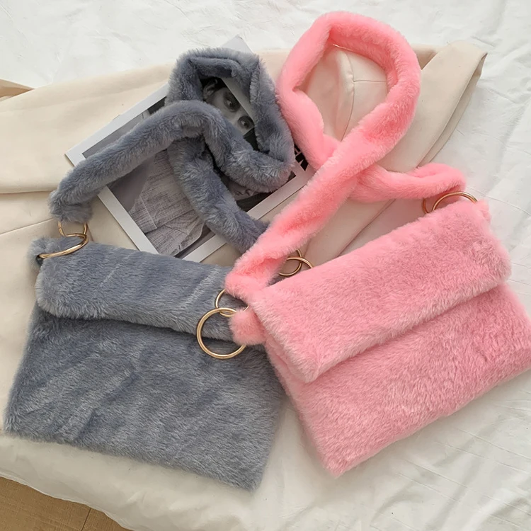 

Autumn Winter Fashion Sling Bags Women Handbags Ladies Plush Fur Leopard Shoulder Crossbody Messenger Bags for Women