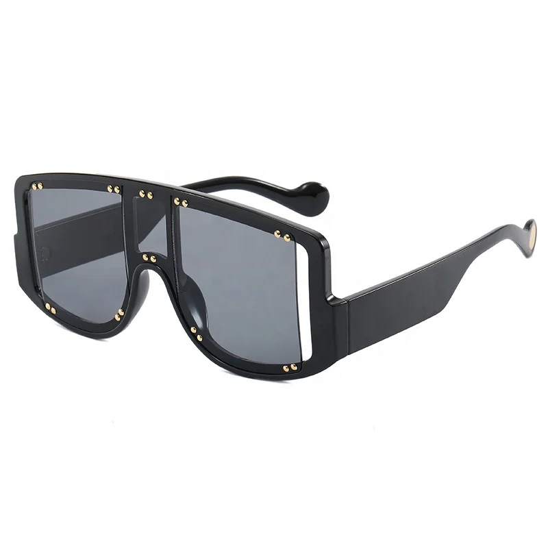 

2021 Oversized frame sunglasses high quality women's hollow square glasses men's fashion motorcycle sunglasses UV400