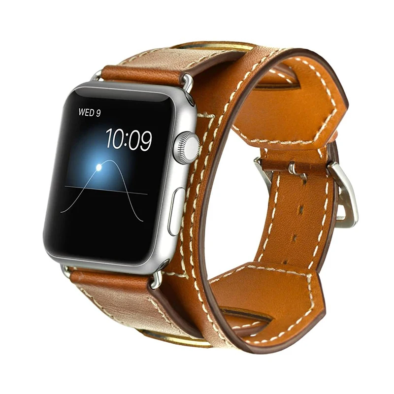

Compatible with Apple Watch Band Luxury Leather Strap Retro Crazy Horse Cuff Bracelet for iWatch Band