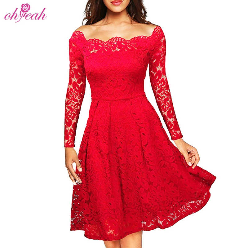 

Private label trendy lace long sleeve summer elegant women casual dress