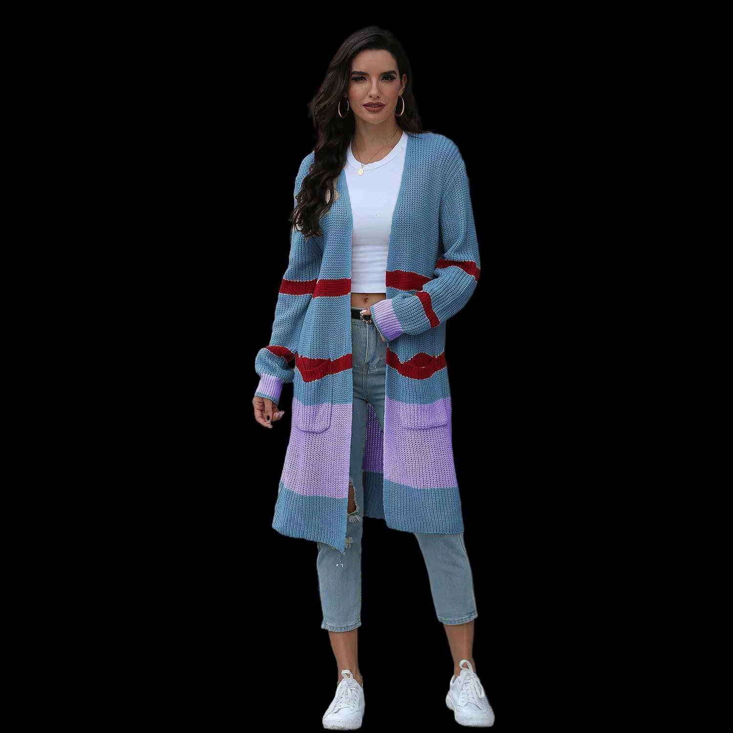 

Mzl's Love Wholesale Custom Loose Long Sleeves Crew Neck Cardigan Sweater For Women