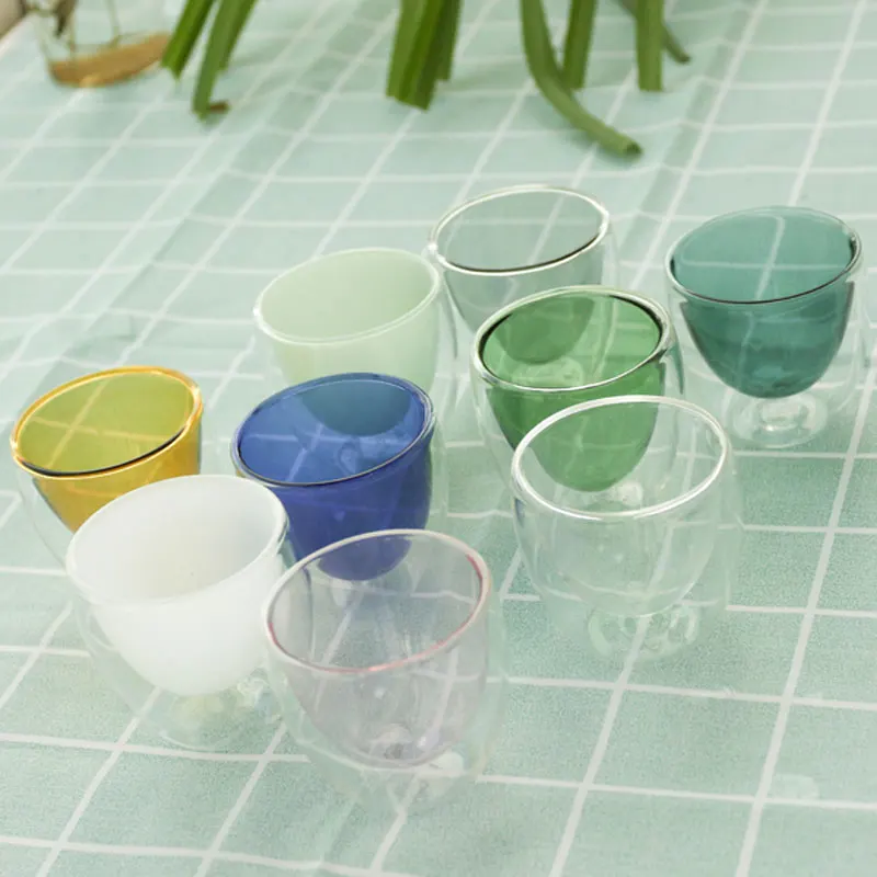 

China Manufactory Double Wall Borosilicate Cup Glass Eco Coffee Mug Cups, Clear blue green teal yellow amber pink purple opaque black etc
