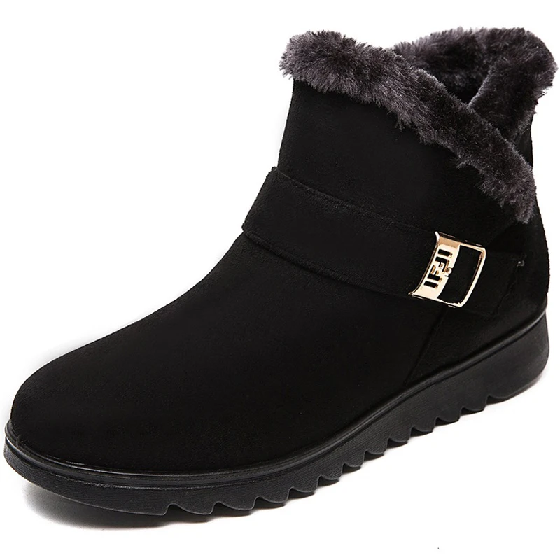 

Dropshipping Custom Logo Women's Snow Boots with Fur Casual Wedge Boots Antislippery