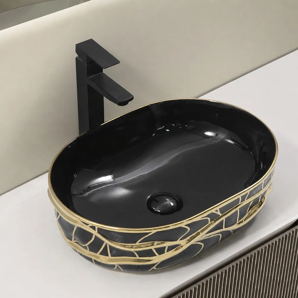 black-sink-bowl-bathroom-9822-E-577-luxury-stadium-oval-vessel-basin-sculpted-3d-wave-ribbon-gloss-black-mirror-faucet black-sink-bowl-bathroom-9822-E-577-luxury-stadium-oval-vessel-basin-sculpted-3d-wave-ribbon-gloss-black-mirror-faucet