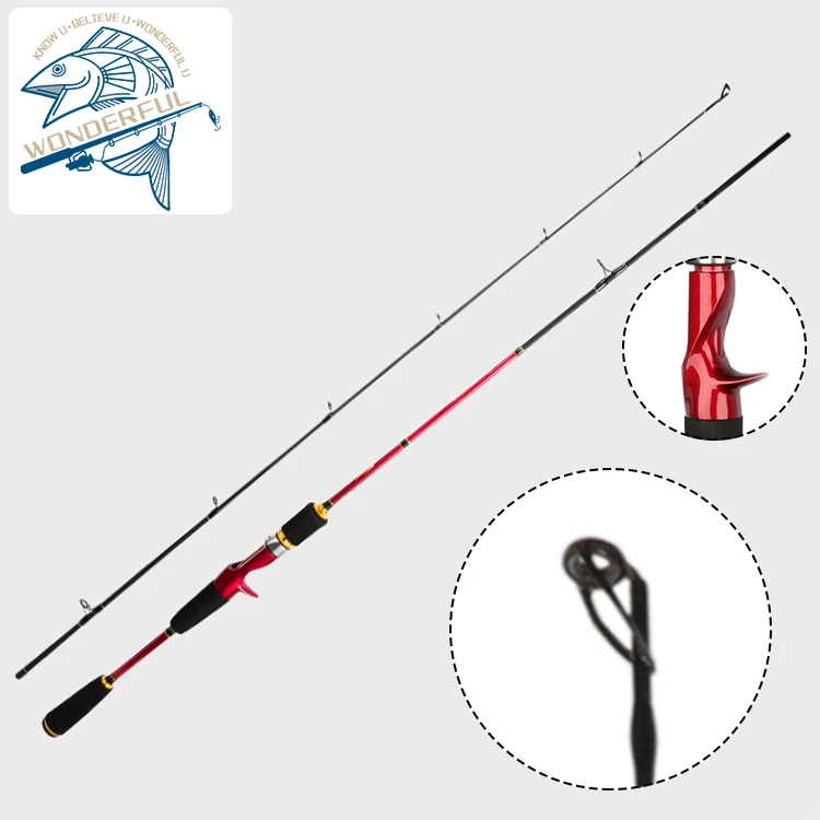 

1.8m 2m 2.4m Hot Sale Red Freshwater 99% High Carbon Fiber 2 Section Hard Fishing Rod, Customized