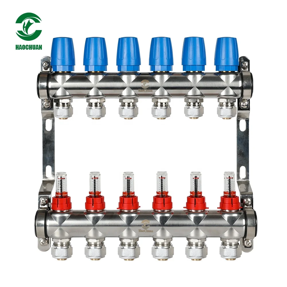 Hc1026 2ports13ports 304 Stainless Steel Floor Heating Manifolds For