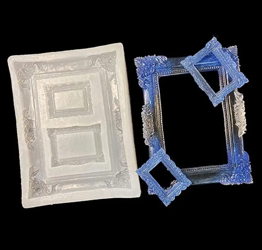 

Silicone Picture Frame Cake Decoration Resin Mold for Frame Fondant Cake Soap Craft DIY, Clear