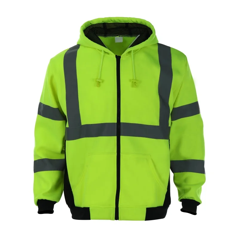 High Visibility Fluorescent Orange Class 3 Full-zip Fleece Hoodie ...