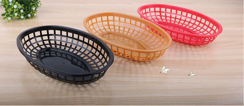 Red Plastic Oval Food Burger Baskets Restaurant Food Tray Basket For ...