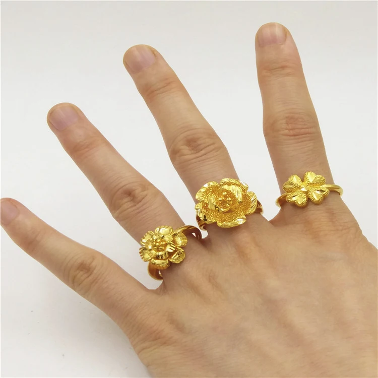 

Gold Plate Finger Plated Resizable Inspirational Chunky Fashion Ring