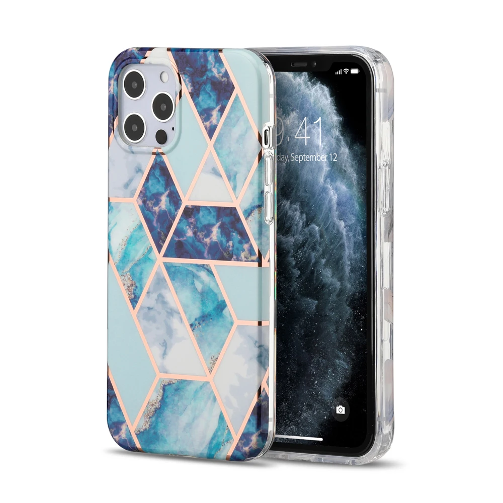 

New Electroplated Telefoon Hoesjes Telefon Kilif Fashion Custom Marble Cell Phone Case For iPhone XS Max Xr 11 12 Pro Max