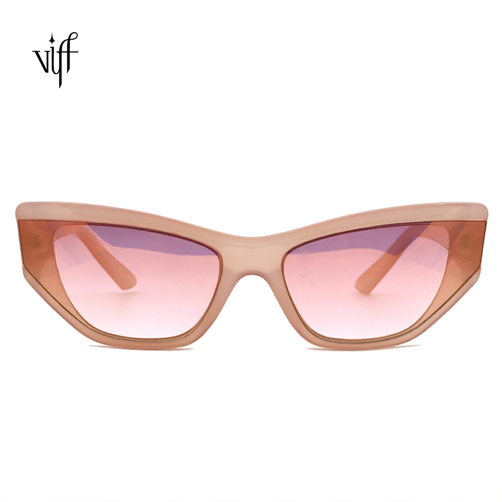 

VIFF HP19565 Eyewear 2018 Fashion Leopard Cat Eye Sunglasses Women Small Triangle Rivet Cat Eye Sunglasses