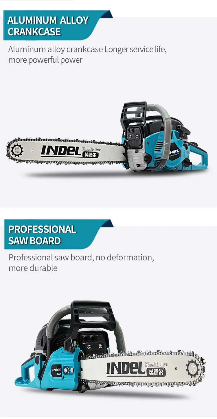 Indel Ex926 High Quality Indel Chain Saw 58cc Chainsaw Professional Hand Gasoline Chain Saw